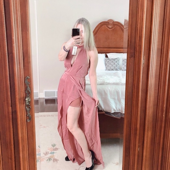 THE CLOTHING COMPANY mauve beaded halter romper - Picture 6 of 8